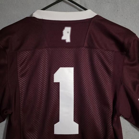 Adidas Mens #1 Mississippi State Bulldogs Maroon Football Jersey Size Small - Picture 10 of 12